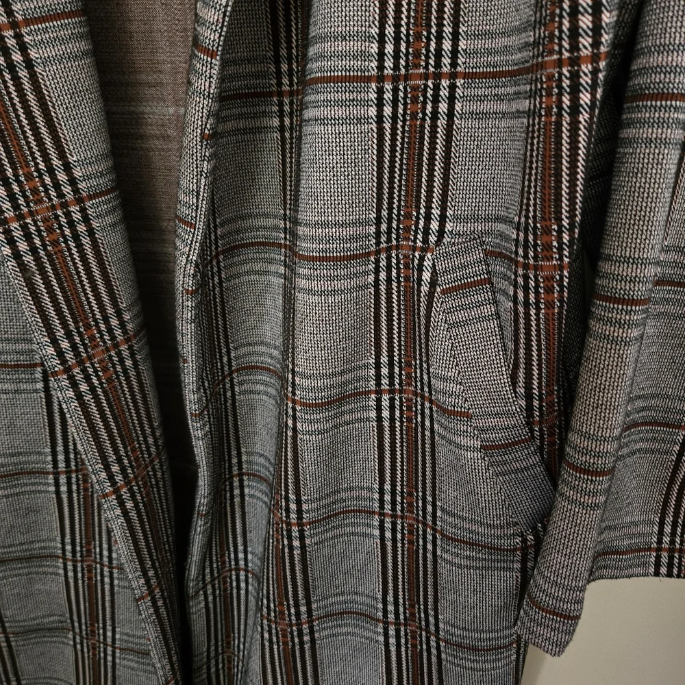 MELLODAY Women's 3x Gray Plaid Long Blazer - Picture 4 of 4